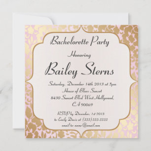Metallic Golden Rose Pink Bachelorette Party Invitation