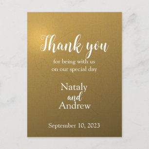 Metallic golden thank you  card