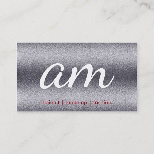 Metallic Grain | Initials Business Card (Front)