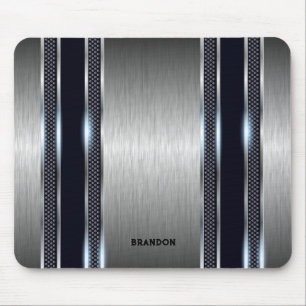 Metallic gray industrial geometric texture mouse pad