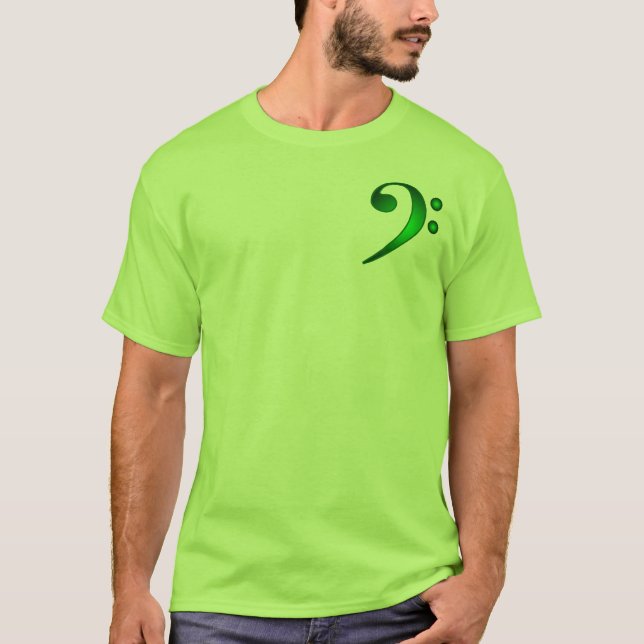 Metallic Green Bass Clef T-Shirt (Front)