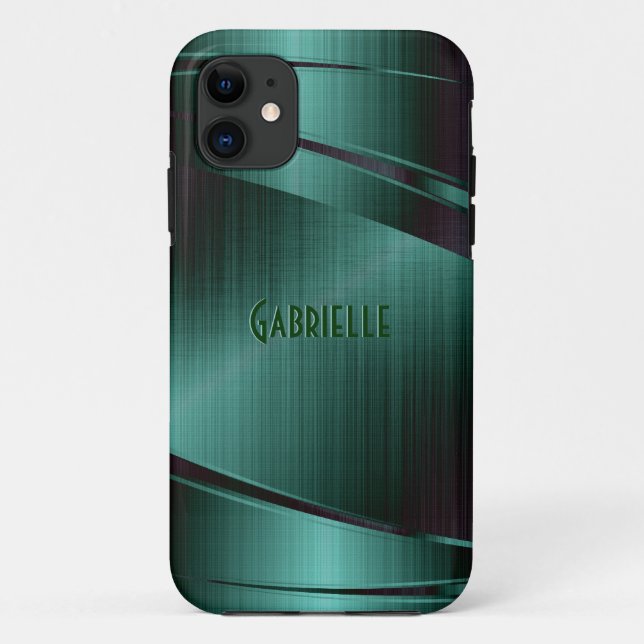 Metallic Green Design Brushed Aluminium Look Case-Mate iPhone Case (Back)