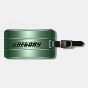 Metallic Green Tones Stripes Pattern 2 Luggage Tag