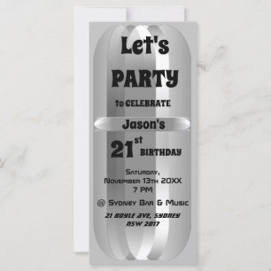 Metallic Grey 21st Birthday Invitation
