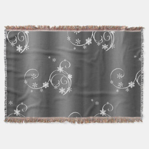 Metallic Grey Christmas Throw Blanket