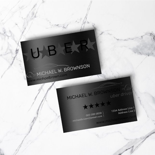 Metallic Grey Silver Minimal Driver car auto Business Card (Metallic Gray Silver Minimal Driver car auto Business Card)