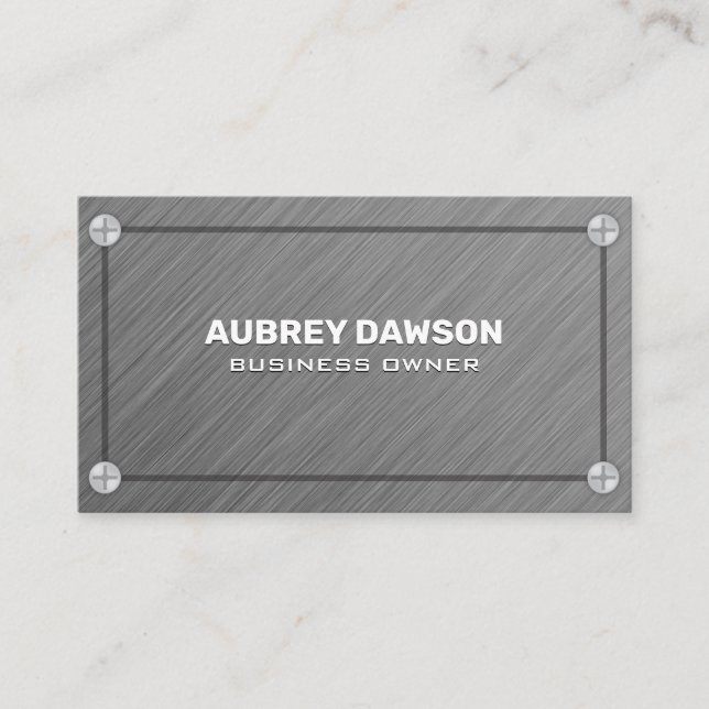 Metallic Grey Texture | Screws Business Card (Front)