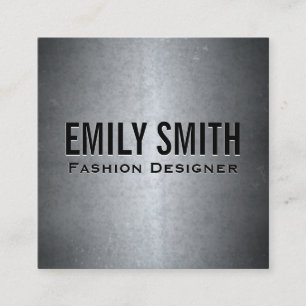Metallic Grey Texture Simple Minimal Square Business Card