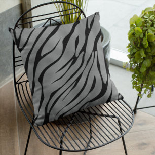 Metallic grey Zebra Pattern  Cushion