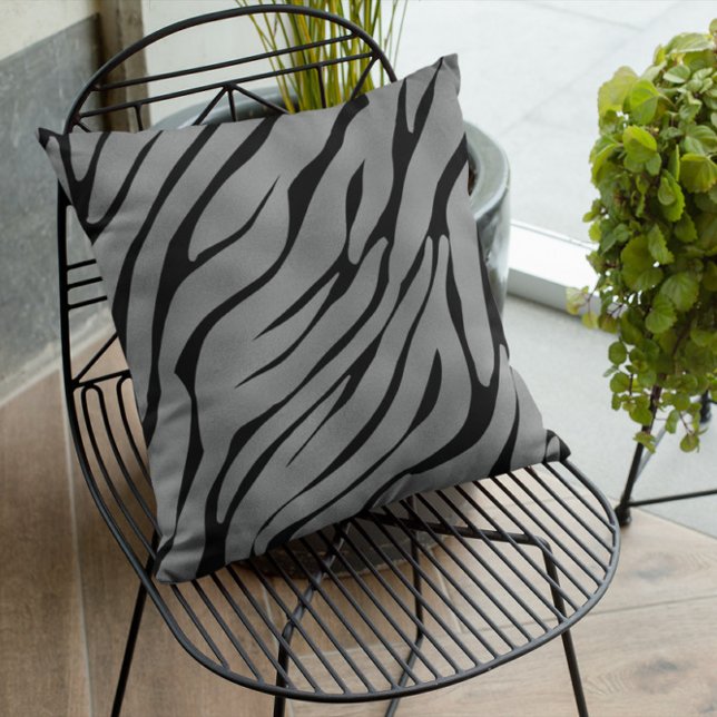 Metallic grey Zebra Pattern  Cushion (Creator Uploaded)