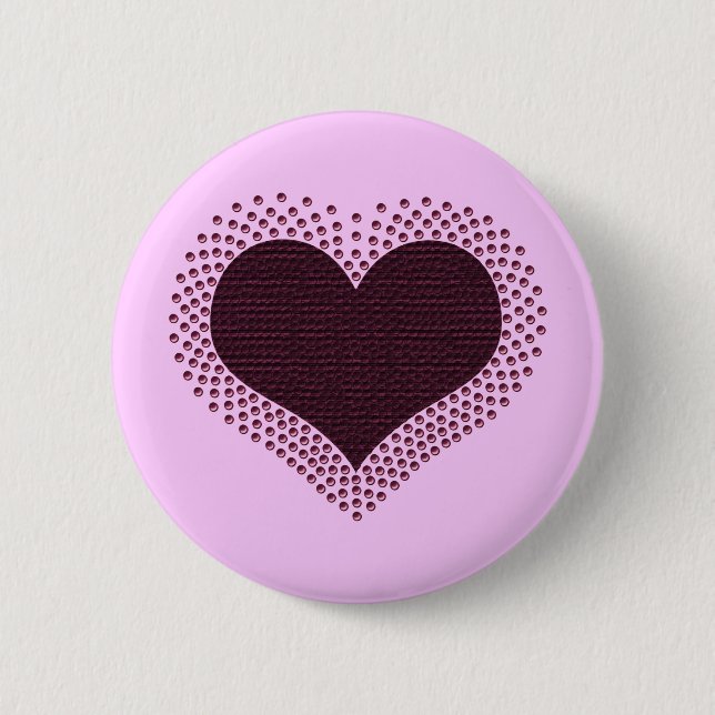Metallic Heart Button, Purple 6 Cm Round Badge (Front)