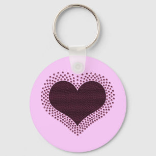 Metallic Heart Keychain, Purple Key Ring