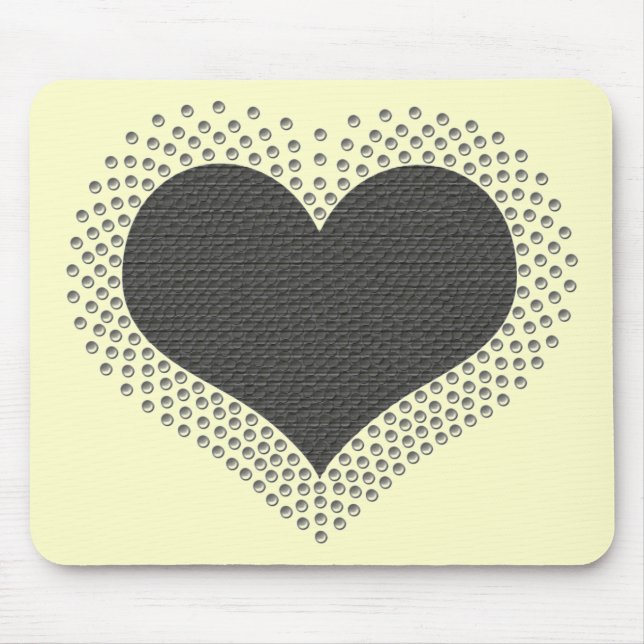 Metallic Heart Mousepad, Grey Mouse Pad (Front)