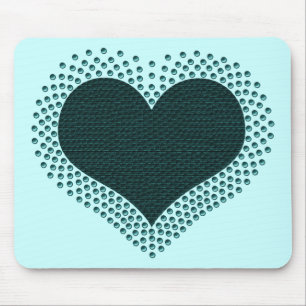 Metallic Heart Mousepad, Teal Mouse Pad