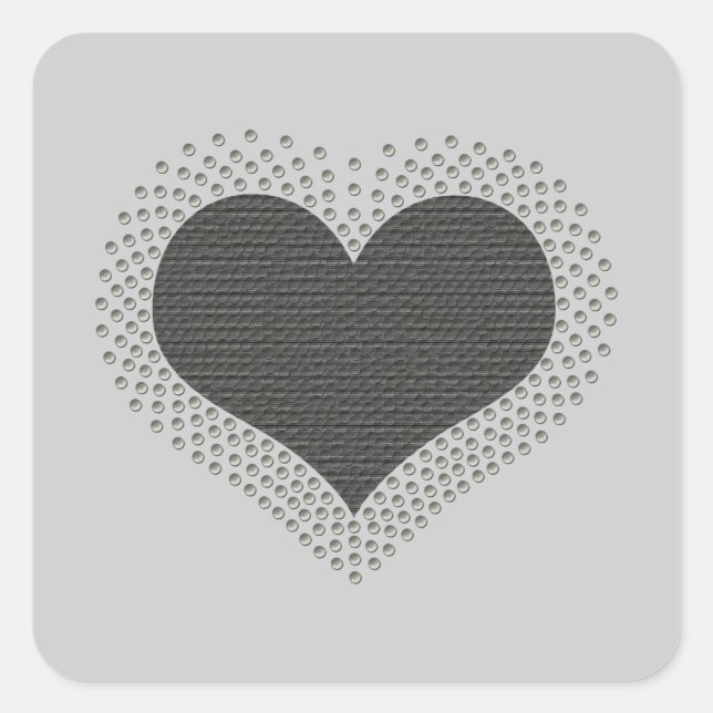 Metallic Heart Square Stickers, Grey Sticker (Front)