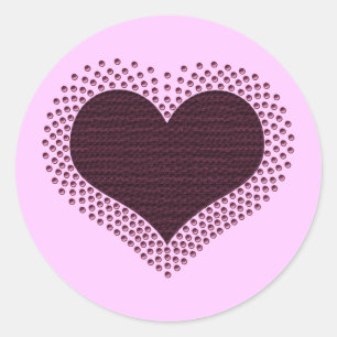 Metallic Heart Stickers, Purple Classic Round Sticker