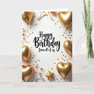 Metallic Hearts Birthday Card