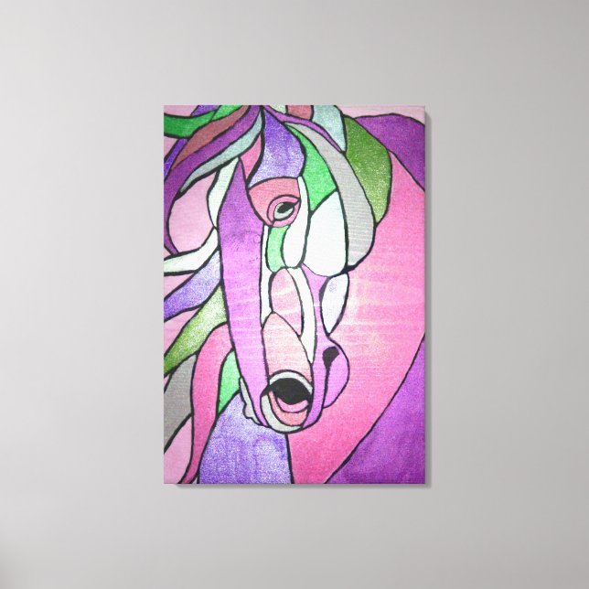 Metallic Horse in Pink Canvas Print (Front)