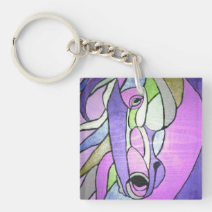 Metallic Horse in Purple Keychain