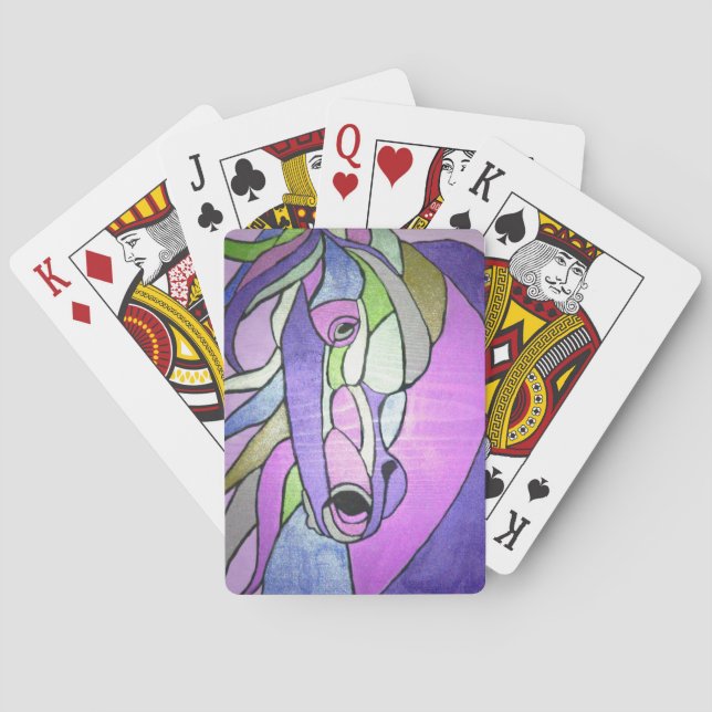 Metallic Horse in Purple Playing Cards (Back)