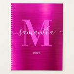 Metallic Hot Pink Signature Monogram 2025 Planner<br><div class="desc">Create your own girly personalised name and monogrammed planner or appointment book for her in 2025.
The fuchsia faux metallic foil digital art graphic will print like a photo.
Bright pink and white contemporary monogram with elegant signature style calligraphy design can be customised.</div>