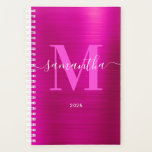 Metallic Hot Pink Signature Monogram 2025 Planner<br><div class="desc">Create your own girly personalised name and monogrammed planner or appointment book for her in 2025.
The fuchsia faux metallic foil digital art graphic will print like a photo.
Bright pink and white contemporary monogram with elegant signature style calligraphy design can be customised.</div>