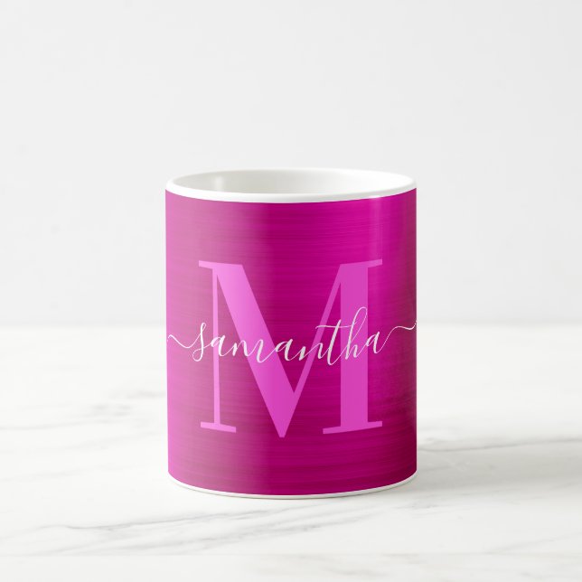 Metallic Hot Pink Signature Monogram Coffee Mug (Center)