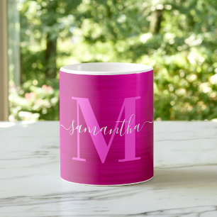 Metallic Hot Pink Signature Monogram Coffee Mug
