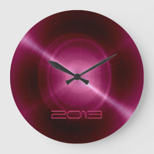 Metallic Hot Pink Stainless Steel Metal Large Clock