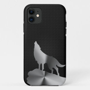 Metallic howling wolf with carbon fibre Case-Mate iPhone case