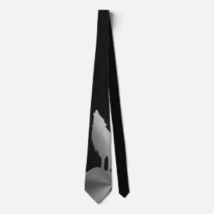 Metallic howling wolf with carbon fibre tie