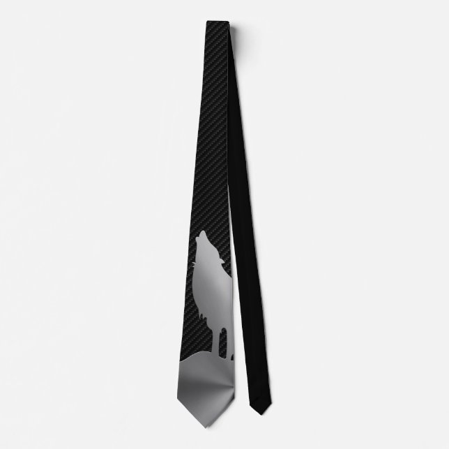 Metallic howling wolf with carbon fibre tie (Front)