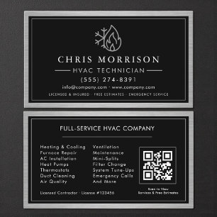 Metallic HVAC Technician QR Code Business Card