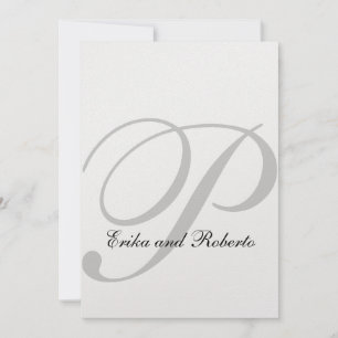 Metallic Ice White Paper Monogram Wedding Invite