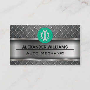 Metallic Industrial Steel Wrench Logo Business Card