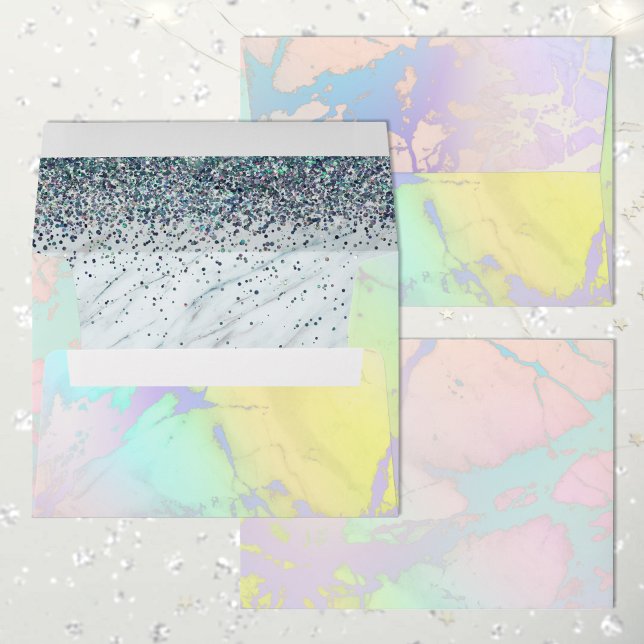 Metallic Iridescent Marble w/Opal Peacock Glitter Envelope (Creator Uploaded)