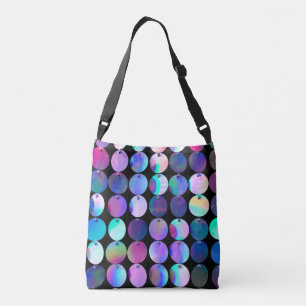 Metallic Iridescent Purple Blue Circles Crossbody Bag