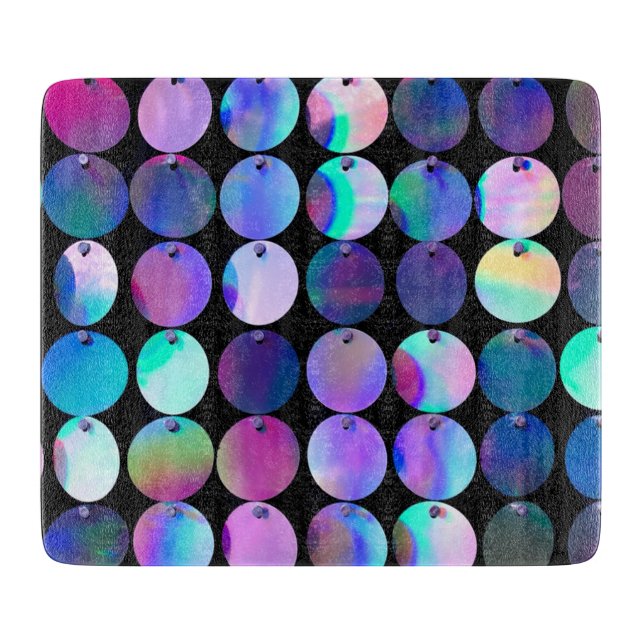 Metallic Iridescent Purple Blue Circles Cutting Board (Front)