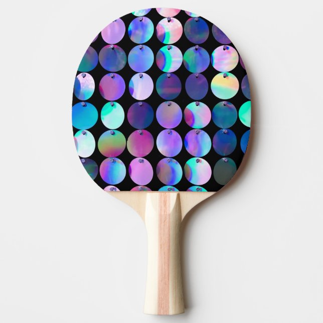 Metallic Iridescent Purple Blue Circles Ping Pong Paddle (Front)