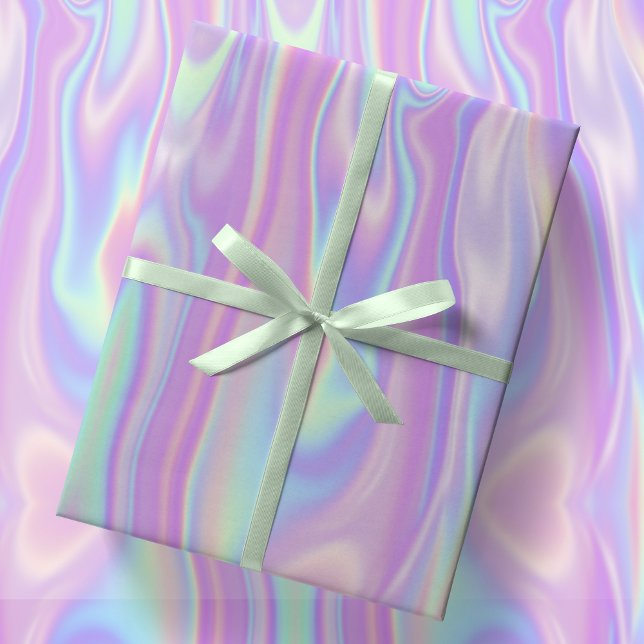 Metallic Iridescent Rainbow Pink Aqua Purple Girly Wrapping Paper (Creator Uploaded)