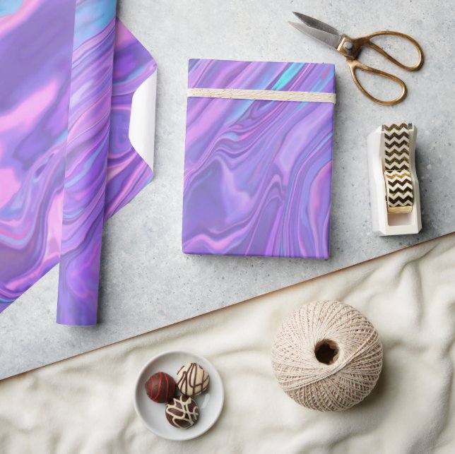 Metallic Iridescent Rainbow Pink Aqua Purple  Wrapping Paper (Crafts)