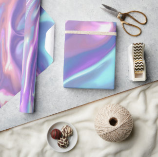Metallic Iridescent Rainbow Pink Aqua Purple  Wrapping Paper