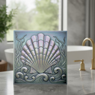 Metallic Iridescent Scallop Shell D1223 Tile