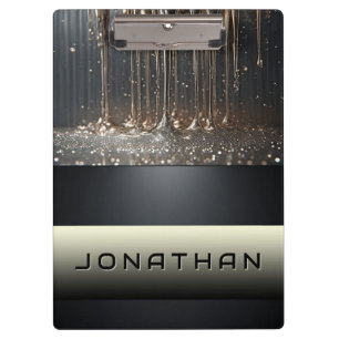 Metallic Liquid Dripping With Glittery Abstract Clipboard