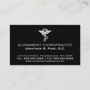 Metallic-Look Chiropractic Emblem Professional Business Card