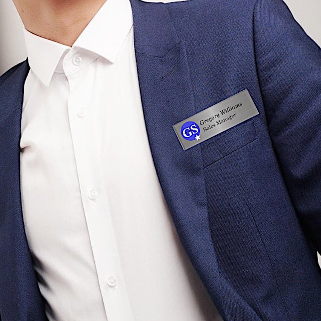 Metallic Look Company Logo Employee Name Tag (Creator Uploaded)