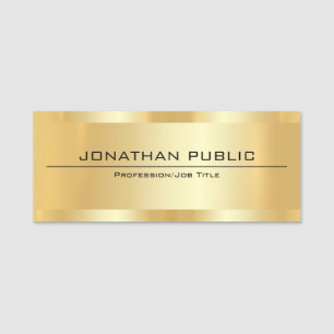 Metallic Look Faux Gold Modern Elegant Template Name Tag
