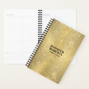 Metallic look gold with gold paisley planner