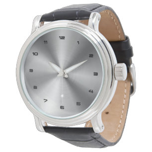 Metallic look silver grey background watch