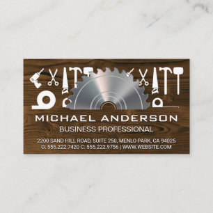 Metallic Lumber Saw   Wood Panel and Hardware Tool Business Card